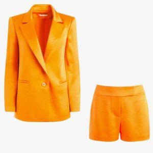 Alice + Olivia Orange Shorts & Blazer Suit Set